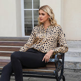 Leopard Print Silk Blouse Silk Button Down Shirt Silk Blouses for Women